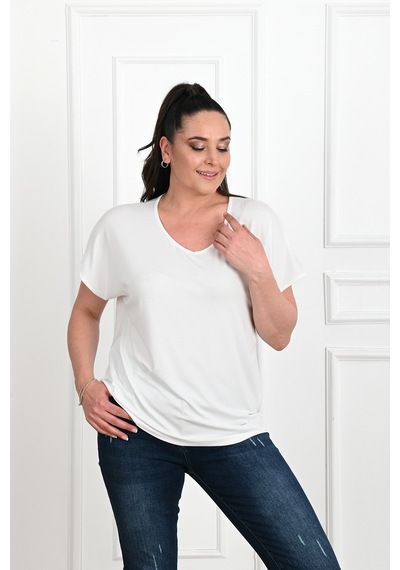 Kadın V Yaka Büyük Beden T-shirt 1486-23 001