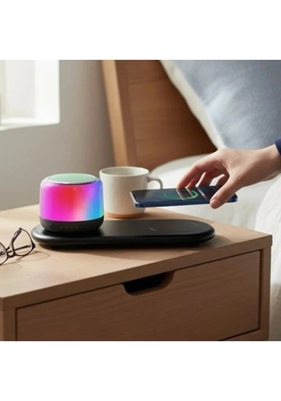 Kablosuz Şarj Standlı Bluetooth Hoparlör Renkli
