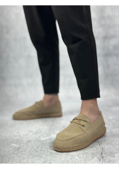 Ba0358 Boa Doğal Deri Tozu Bağcıklı Kauçuk El Yapımı Espadril Taban Bej Renk Erkek Ayakkabı Bej Ba0358 Boa Doğal Deri Tozu Bağcıklı Kauçuk El Yapımı Espadril Taban Bej Renk Erkek Ayakkabı Bej