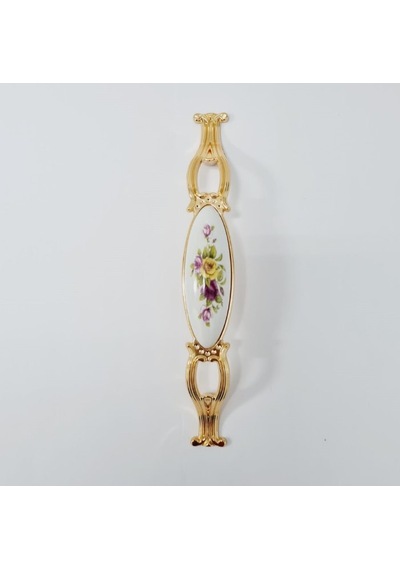 Zümre 128 Mm Metal Gold Kasa Beyaz Sarı Çiçek Desenli / 5 Adet Altın