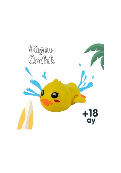 Yüzen Ördek Kurmalı Bebek Banyo Su Oyuncağı 15 Cm 18 Ay+