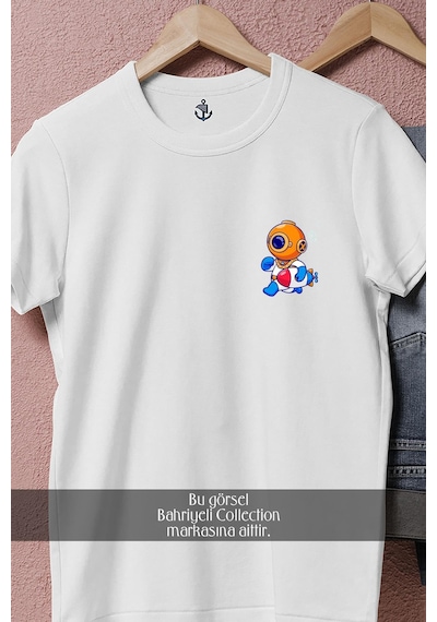 Oversize Koşan Mini Dalgıç Cep Tasarımlı Unisex T-shirt Beyaz