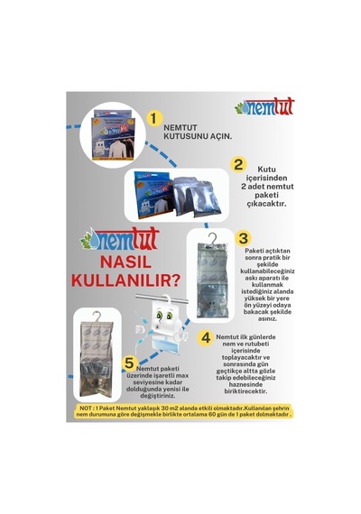 Nem Alıcı Rutubet Emici Koku Giderici Korozyon Önleyici 1 Kutu Içerisinde 2 Paket