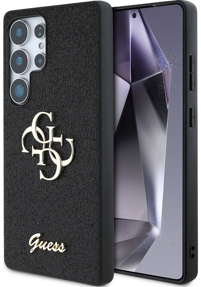 Galaxy Uyumlu S25 Ultra Kılıf Guess Lisanslı 4g Büyük Metal Logolu Glitter Kapak Siyah