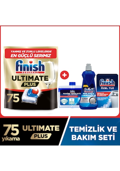Finish Ultimate Plus Bulaşık Makinesi Deterjanı Kapsül Tablet 75 Adet + Temizlik Ve Bakım Seti
