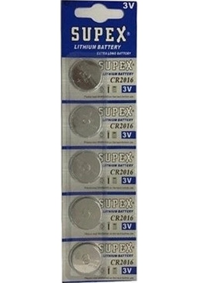 Supex Cr2016 3v Lityum Düğme Pil - 5'li Kart