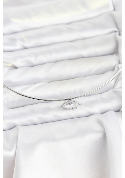 Pirinç Gümüş Renk Choker Model Zirkon Taşlı Kadın Kolye Tj-b Tdrtr