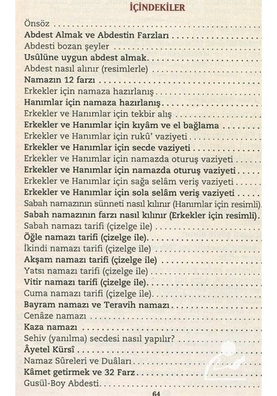 Namazı Seviyorum Abdest Namaz Sureleri Duaları cep Boy kod .