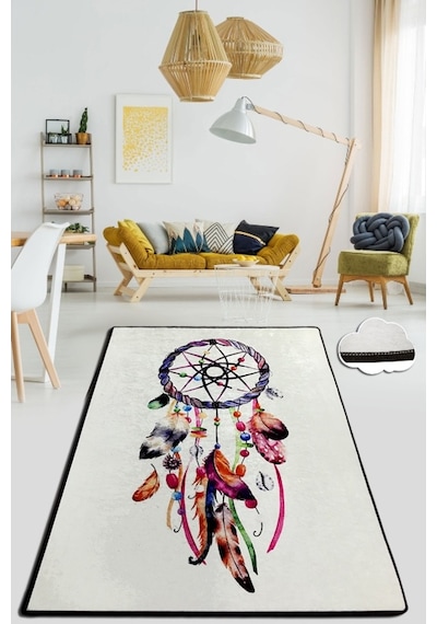 Peace Symbol 200X290 Cm Yıkanabilir Kaymaz Taban Halı