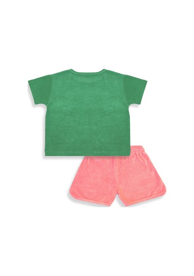 Denokids Unicorn Kız Çocuk Havlu Şort T-shirt Takım Çok Renkli
