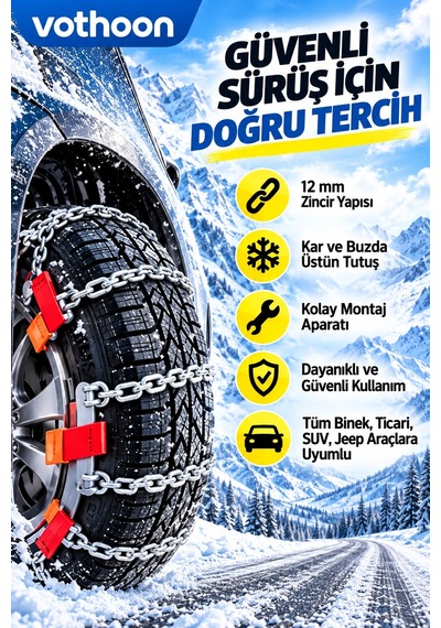 Kolay Tak Çıkar Kar Zinciri 12 Mm Binek, Hafif Ticari, Suv Ve Jeep Araçlara Uyumlu Pratik Montaj Aklby-bsva58 Diğer