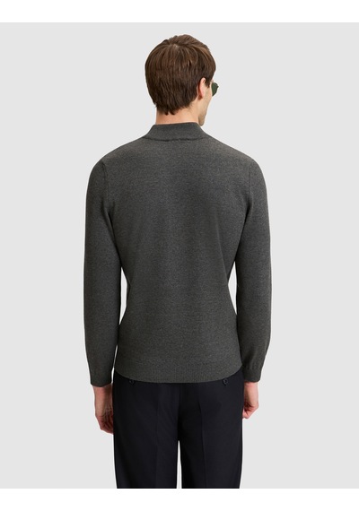 Pierre Cardin Koyu Gri Melanj Slim Fit Basic Kazak 50331459-vr128