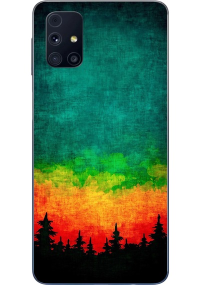 Samsung Galaxy M31s Uyumlu Orman Gecesi Renkli Baskılı Silikon Kılıf