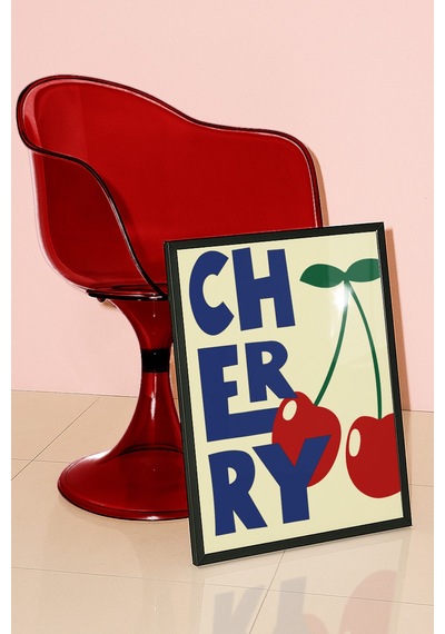 Cherry Dekoratif Duvar Süsü Poster Tablo Siyah Çeçeveli
