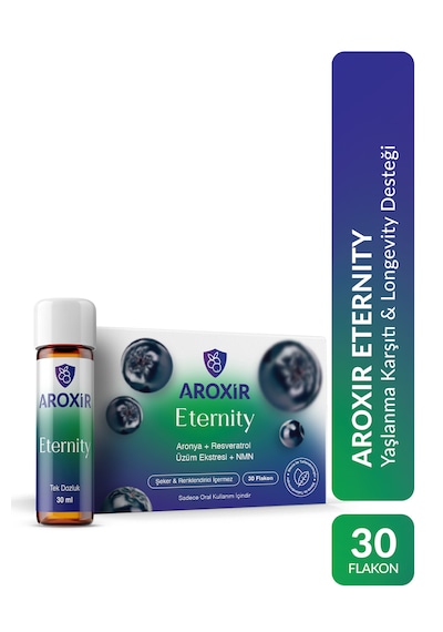 Aroxir Eternit Y Longevity Desteği Resveratrol, Aronya, Üzüm Ekstresi Ve Nmn 30 Flakon