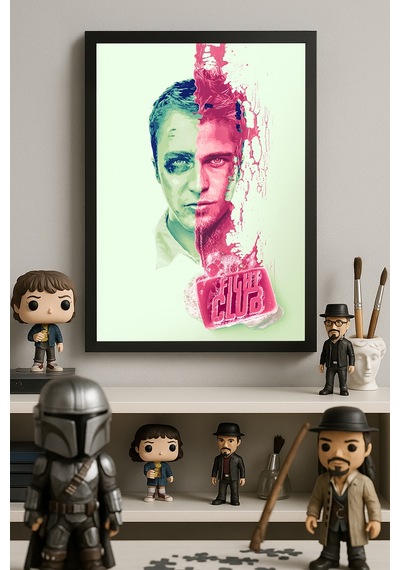 Fight Club Siyah Ahşap Çerçeveli Poster, Film Duvar Tablosu