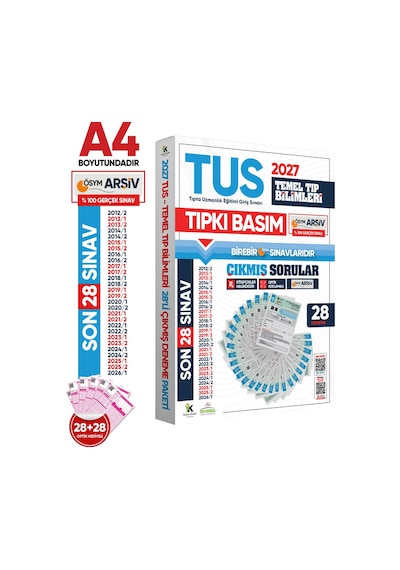 2027 TUS Klinik Tıp Bilimleri ÖSYM Çıkmış Soru Tıpkı Basım Son 15 Yıl 28li Deneme Kitapçığı