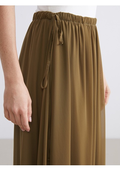 Lcw Modest Haki Beli Lastikli Kloş Etek