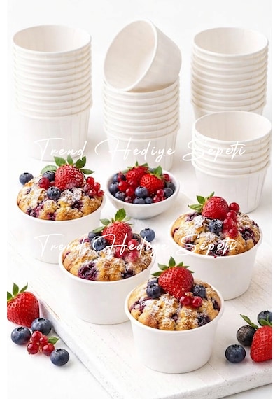 50'li Beyaz Muffin Cupcake Kalıbı Kek Kapsülü Kek Kalıbı , Muffin Kek Kalıbı , Airfryer Uyumlu