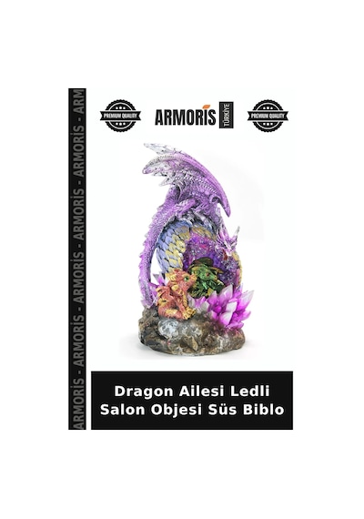 Dragon Ailesi Ledli Salon Objesi Süs Biblo