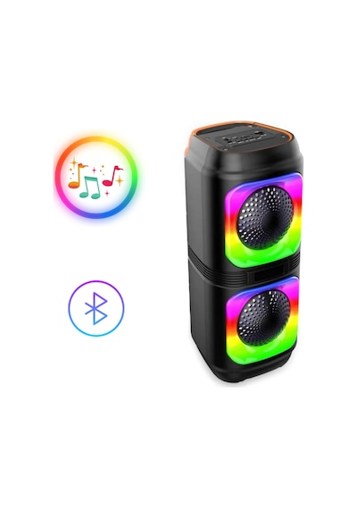 Box Işıklı Bluetooth Hoparlör Ses Bombası Mikrofonlu Karaoke Yüksek Ses Yeni Rgb 10watt