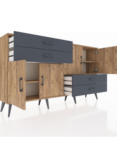 Arges Konsol 3 Raflı 4 Çekmeceli 4 Kapaklı 176x30x99 Çam-çam/antr Çam-çam/antrasit Arges Konsol 3 Raflı 4 Çekmeceli 4 Kapaklı 176x30x99 Çam-çam/antr Çam-çam/antrasit