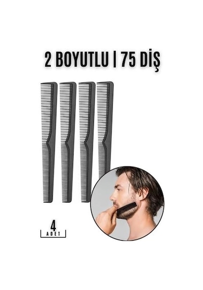 Mey İthalat Sakal Bıyık Saç Tarağı 4 Lü Set Jess Design