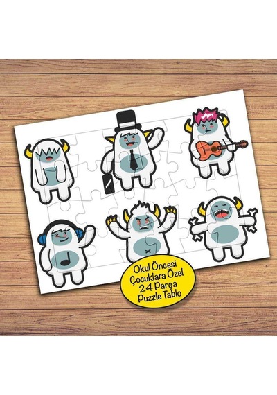 Sevimli Uzaylılar Çocuklara Özel Puzzle Yapboz Tablo-pz209