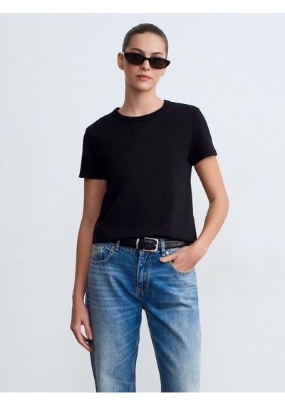 Dilvin 32779 Bisiklet Yaka T-shirt-siyah