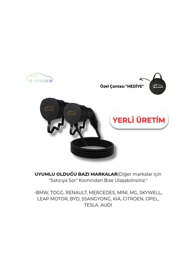 Nuvion Type 2 Ac 5 Metre Elektrikli Araç Şarj Kablosu, 22 Kw, 32a, 5 Metre, 5x6+0,75mm2, Taşıma Çantası  Genel
