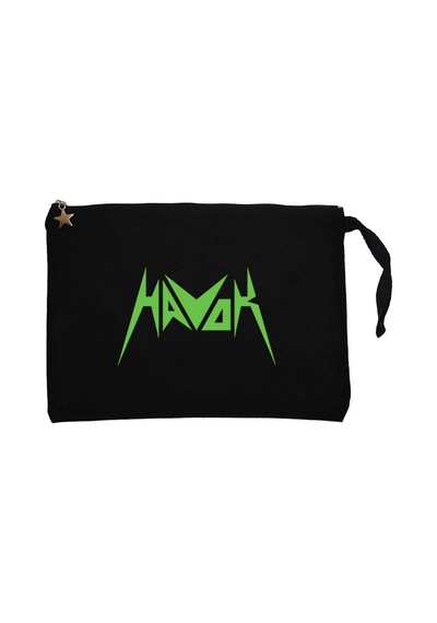 Havok Green Logo Siyah Clutch Astarlı Cüzdan / El Çantası