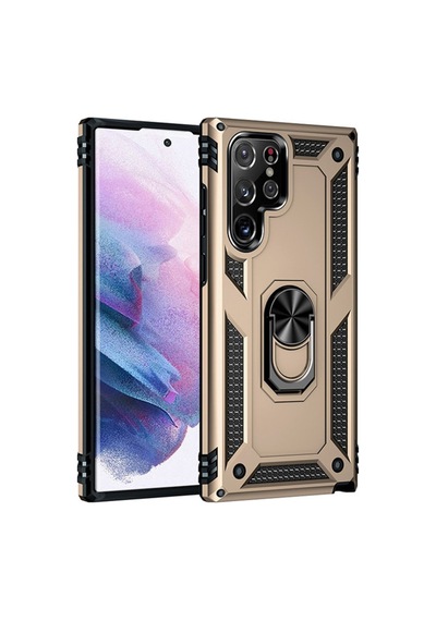 Samsung Galaxy  Uyumlu,  S23 Ultra Kılıf Sofya Yüzüklü Silikon Kapak - Gold