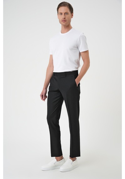 Efor Slim Fit Pilesiz Yün Klasik Siyah Kumaş Pantolon P 1191 Siyah
