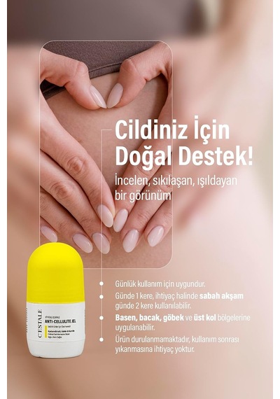 C Estale Selülit Karşıtı Roll-on Masaj Jeli Kafein, Karnitin, Hyaluronik Asit Ve Bitkisel Özler Sıkılaştırıcı & Pürüz Görünümü Azaltıcı Etki 50 Ml