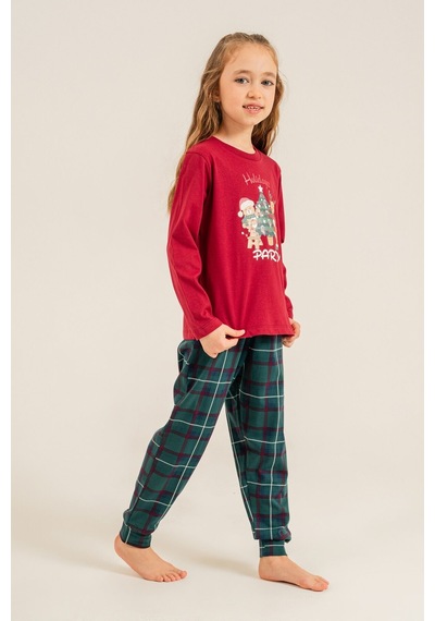 Arnetta Holidays Party Anne Kız Bordo Uzun Kol Pijama Takım Ar3732-a-v1 Ar3732-a-v1