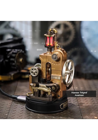 Rokr Cgm02 Morse Telegraph Dıy Mechanical 3d Puzzle Maket Model Seti 3d Model Kit Detaylı Dekoratif Hobi Seti Hareketli Ve Işıklı