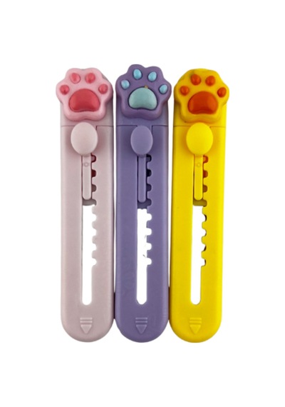 Pati Mini Maket Bıçağı 3'lü Set Pembe, Mor, Sarı
