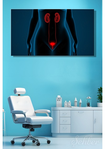 İnsan İdrar Sistemi Böbrekler Ve Mesane Anatomisi 3d İllüstrasyon Yatay Kanvas Tablo Tekli 3556