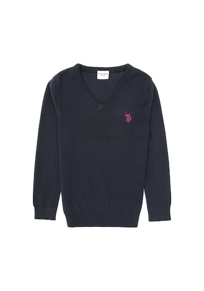 U.S. Polo Assn. Kız Çocuk Lacivert V Yaka Basic Kazak 50316777-VR033