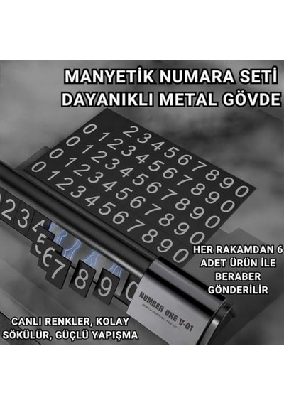 Polham Manyetik Fosforlu Geçici Park Numaratörü, Açılır Kapanır, Şık Ve Dayanıklı Tüm Araçlara Uyumlu