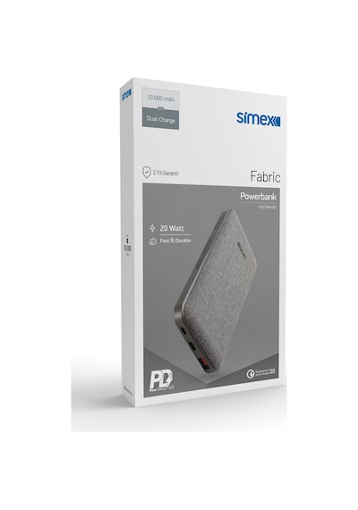 Simex 10.000 mAh Powerbank – Özel Kumaş Kaplama, 20W Hızlı Şarj Powerbank S-37