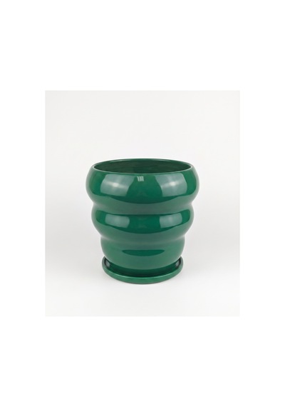 Bubble Seramik Saksı Parlak Yeşil Jade Green Tabaklı Çap:18cm Yük:16cm
