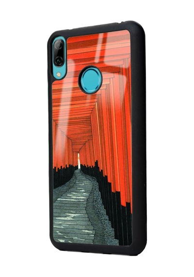 Huawei P Smart 2019 Pastel Pencereler Tasarımlı Glossy Telefon Kılıfı Siyah