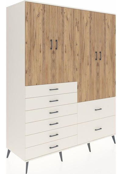 Kronos Gardrop 7 Raflı 8 Çekmeceli 4 Kapaklı 176x59x221 Aytaşı-çam/aytaşı Çam/aytaşı