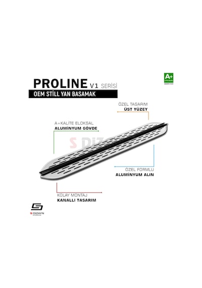 S-dizayn Hyundai Tucson 3 Oem Still Proline V1 Aluminyum Yan Basamak 173 Cm 2015-2020