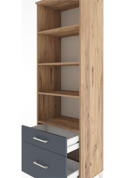 Hyperion Dolap 4 Raflı 2 Çekmeceli 60x44x195 Çam-antrasit Çam
