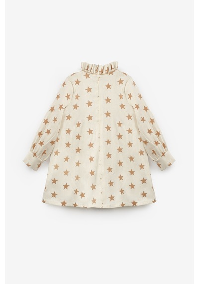 Le Mabelle Bej Yıldız Desenli Kız Çocuk Gabardin Elbise - Poppy Bej