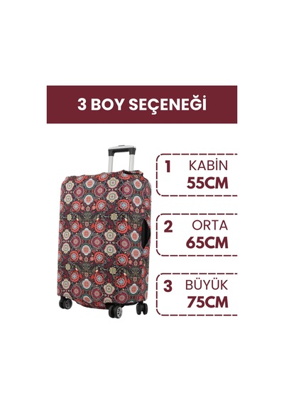 Lubros Valiz Kılıfı Bavul Koruyucu Yıkanabilir Mandala Bahçesi