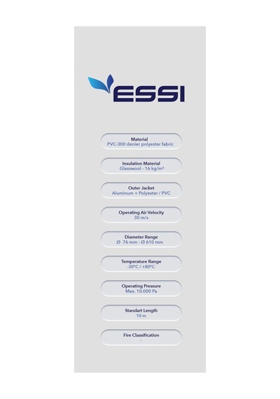 Essi Ø112mm Pvc İzolesiz Flexible Hava Kanalı 10mt
