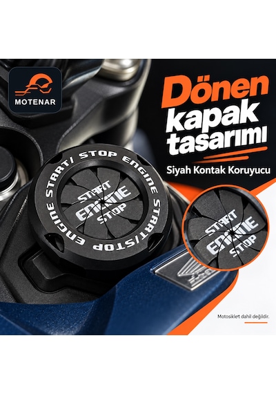 Motenar Siyah Motosiklet Kontak Koruyucu Dönen Kapak